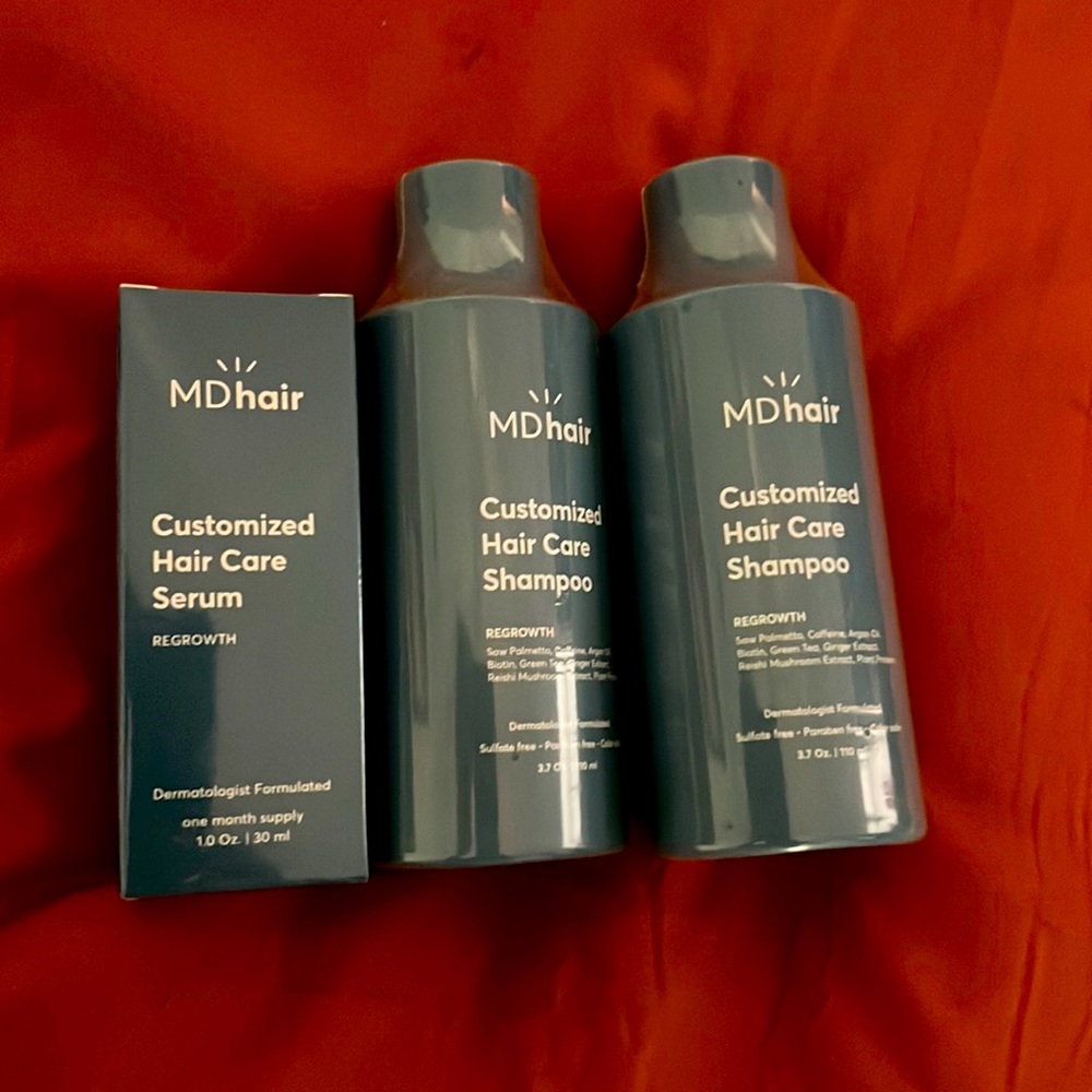 New unopened MD Hair System regrowth shampoo & hair serum